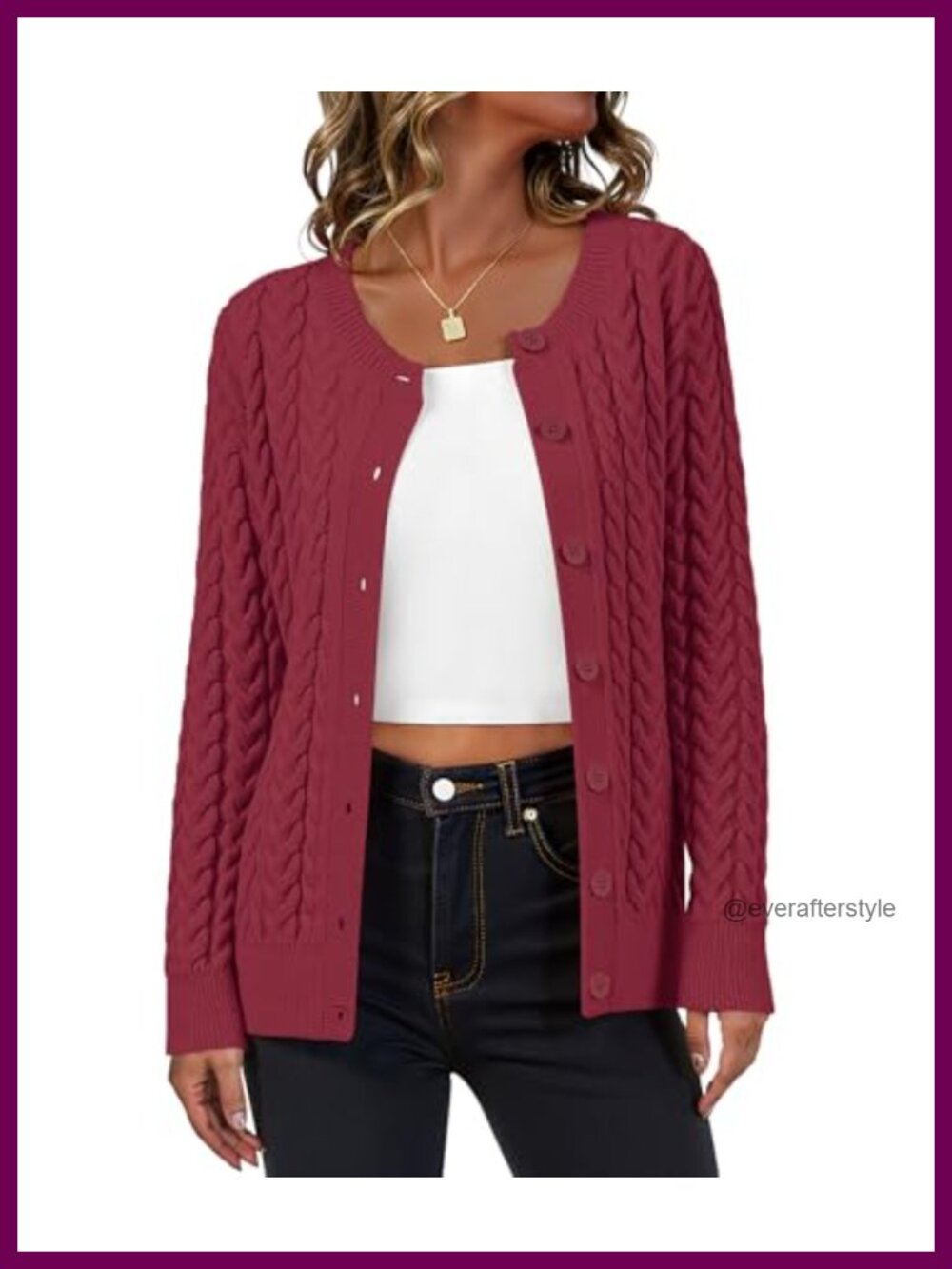 Cable Knit Long Sleeve Button Down Open Front Cardigan Sweater
